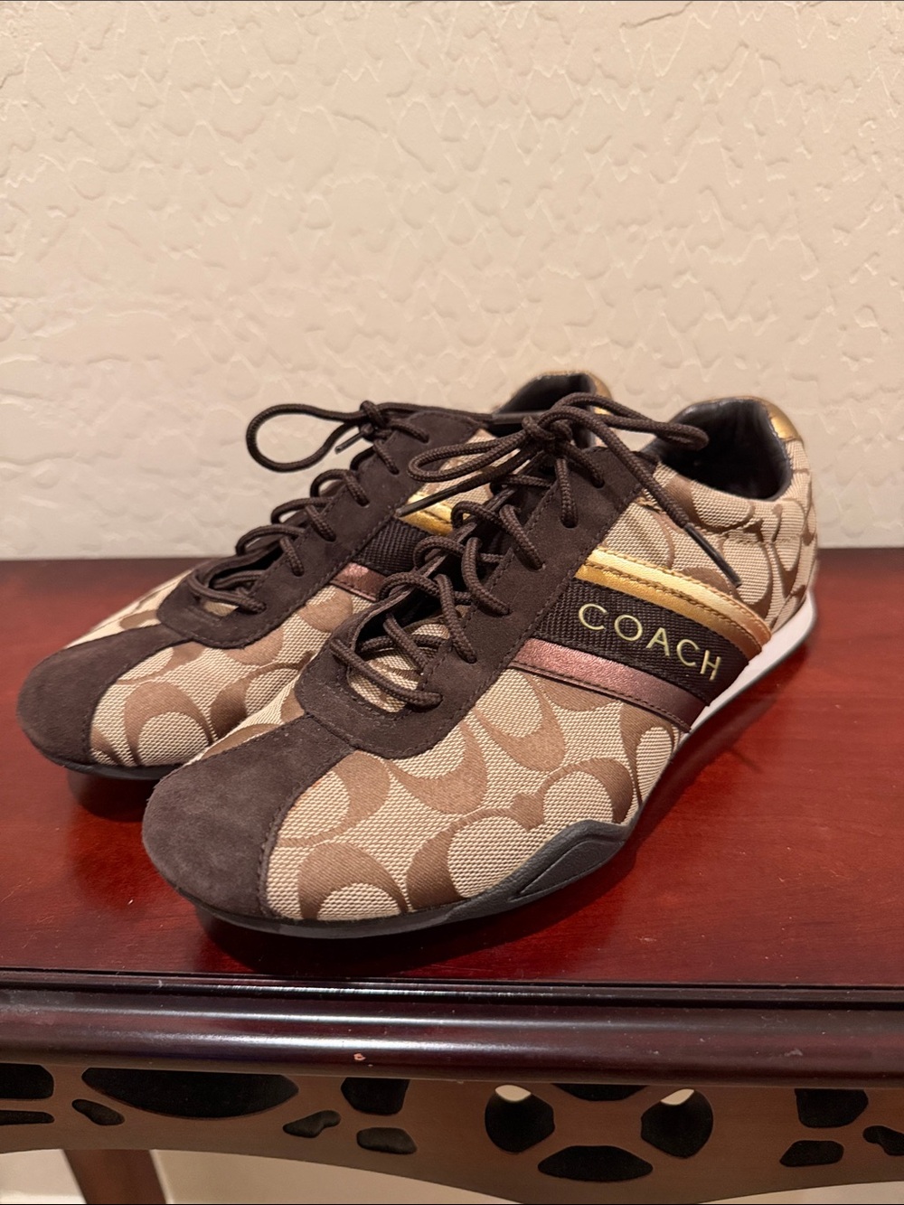 Coach Signature Jayme Khaki /Brown Sneakers Women's Sz 8 - Picture 2 of 12